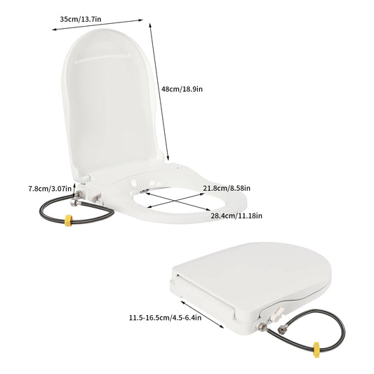 Non-Electric Bidet Toilet Seat With Dual Nozzles For Elongated Toilets