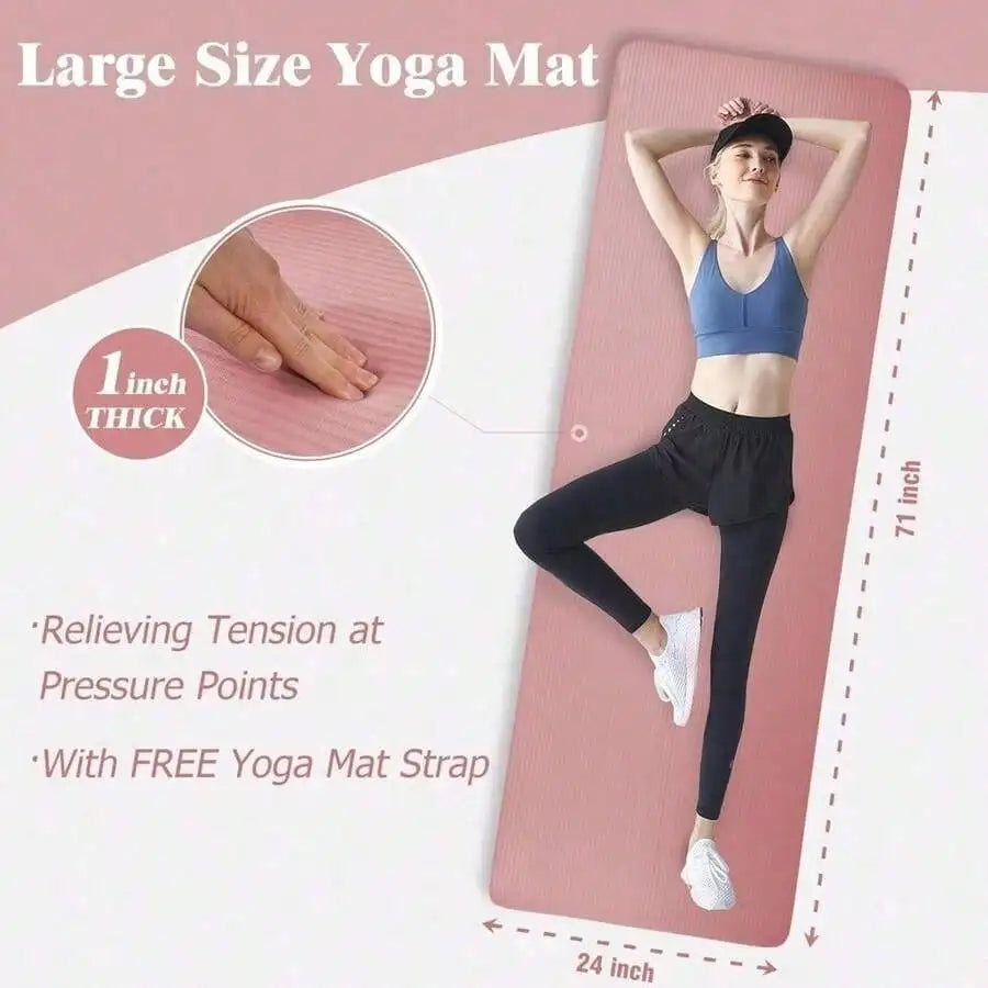 Thick High Density Yoga Mat With Non Slip Carry Strap