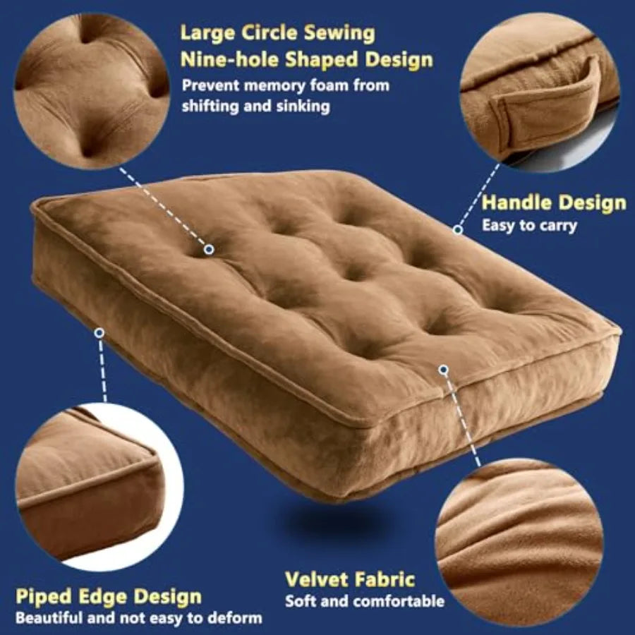 Memory Foam Floor Pillows Set of 4 for Meditation Yoga