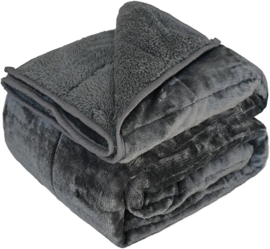15 lb Plush Fleece Weighted Blanket for Adults Warm