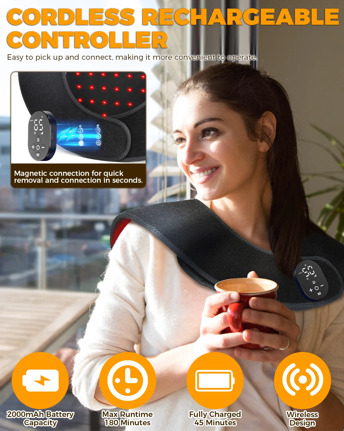 Cordless Infrared Neck Massager With Heat And Red Light Therapy