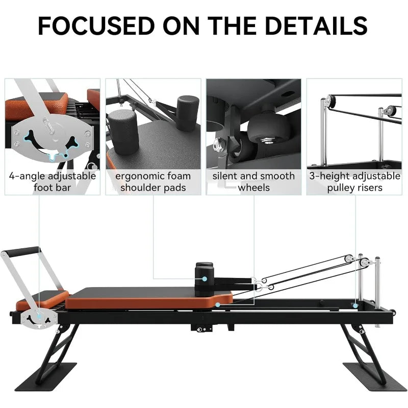 Pilates Reformer,Dpiolrcag Foldable Pilates Machine & Equipment for Home Use and Gym Workout, Suitable