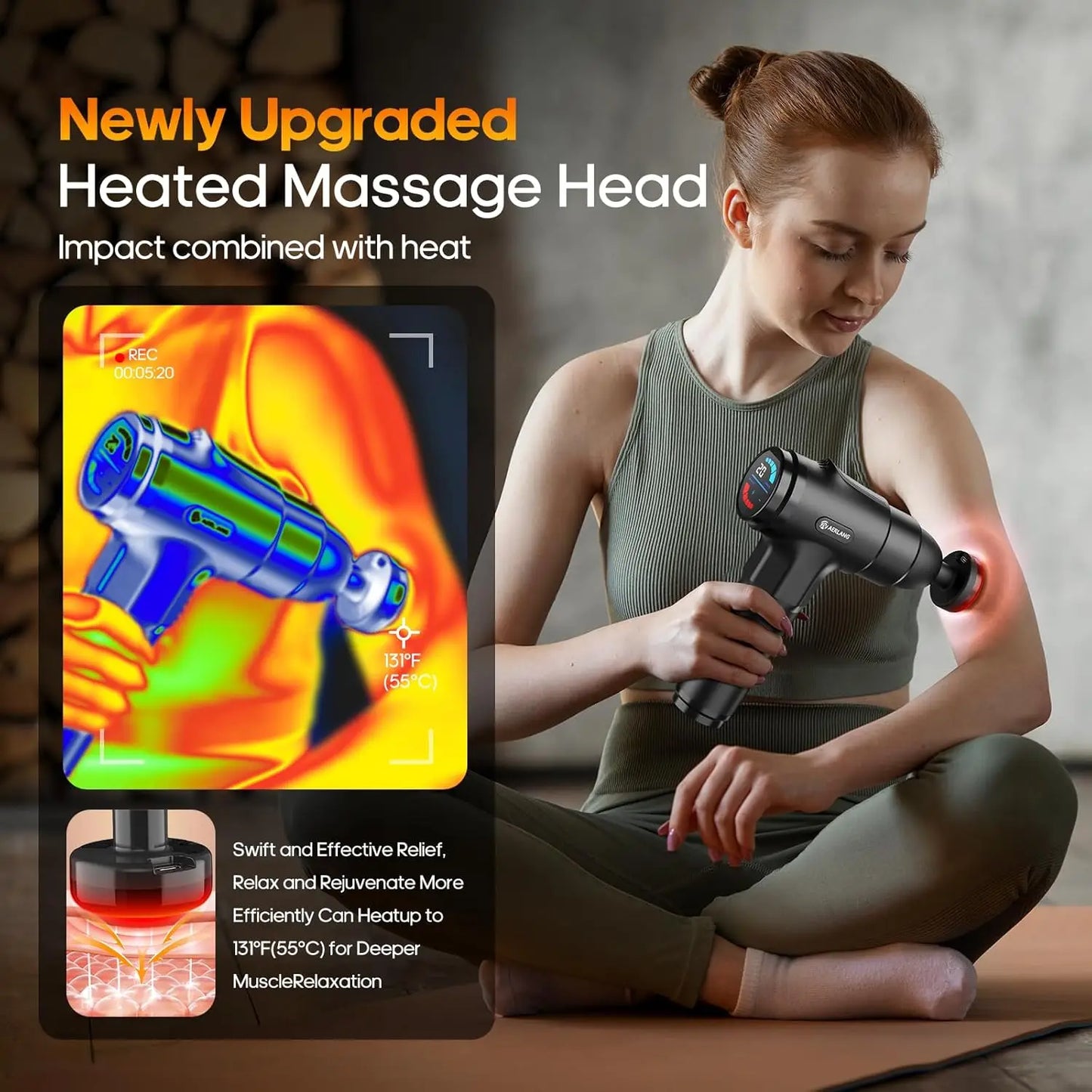 Deep Tissue Massage Gun With Heat For Pain Relief Percussion