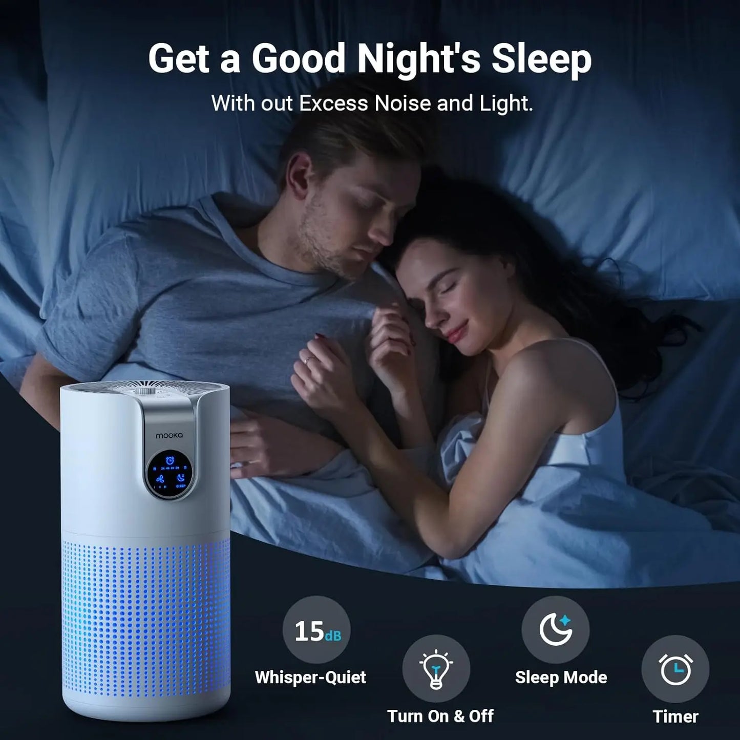 MOOKA Large Room Air Purifier With Aromatherapy HEPA