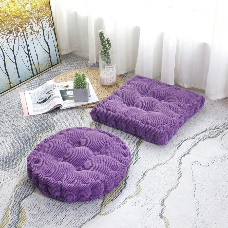 Premium Cotton Blend Meditation Floor Cushion And Seat Pad Set