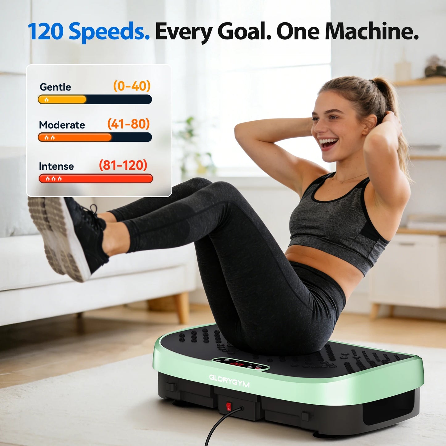 Vibration Plate Fat Burning Machine 120 Speed Levels 330lbs Capacity