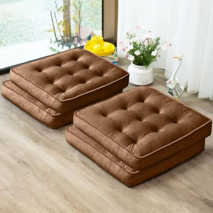 Memory Foam Floor Pillows Set of 4 for Meditation Yoga