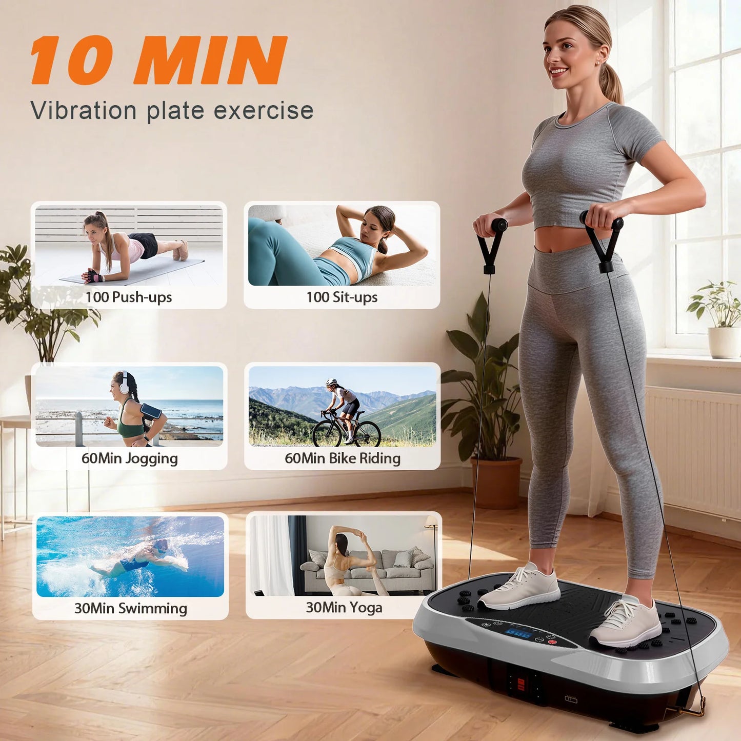 Portable Vibration Plate With Bluetooth Resistance Bands And Yoga Straps