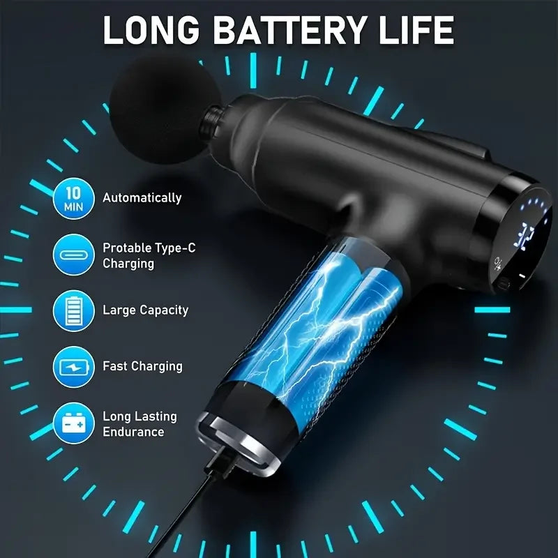 Portable Vibration Massage Gun With Four Premium Attachment Heads