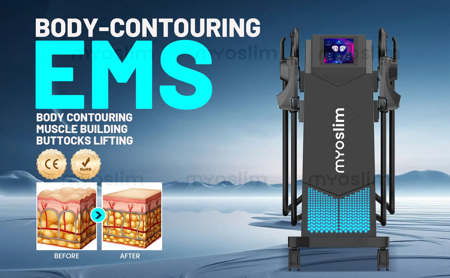 MYOSLIM EMS Body Sculpting Machine With RF Technology 6500W