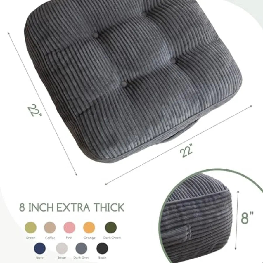 Floor Meditation Cushion For Adults With Removable Tufted Corduroy Cover