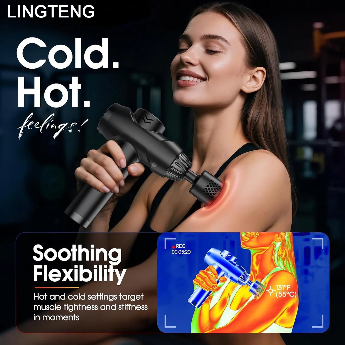 Lingteng Deep Tissue Percussion Massage Gun With Hot And Cold