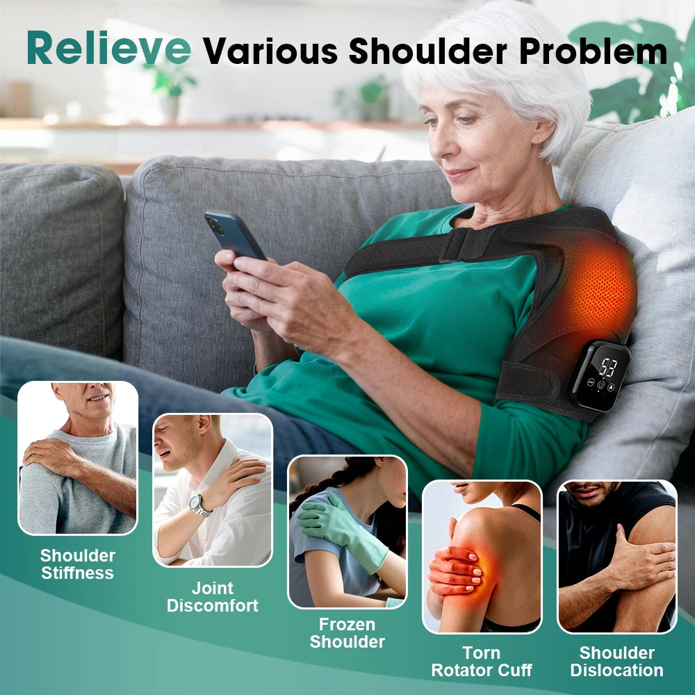 PastSky Electric Heated Shoulder Massager With Touch Screen And Timer