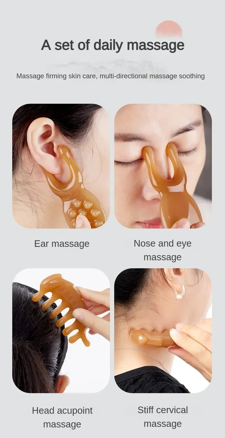 Face Lifting Guasha Resin Scraping Massage Facial Scraper Tool Eye SPA Massage Plate Reduce Puffiness Nose Lifting Nose Massager