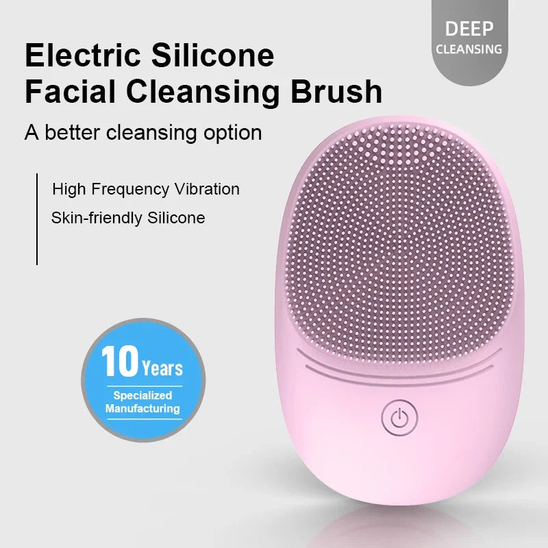 Silicone Electric Facial Cleansing Brush With Sonic Vibration