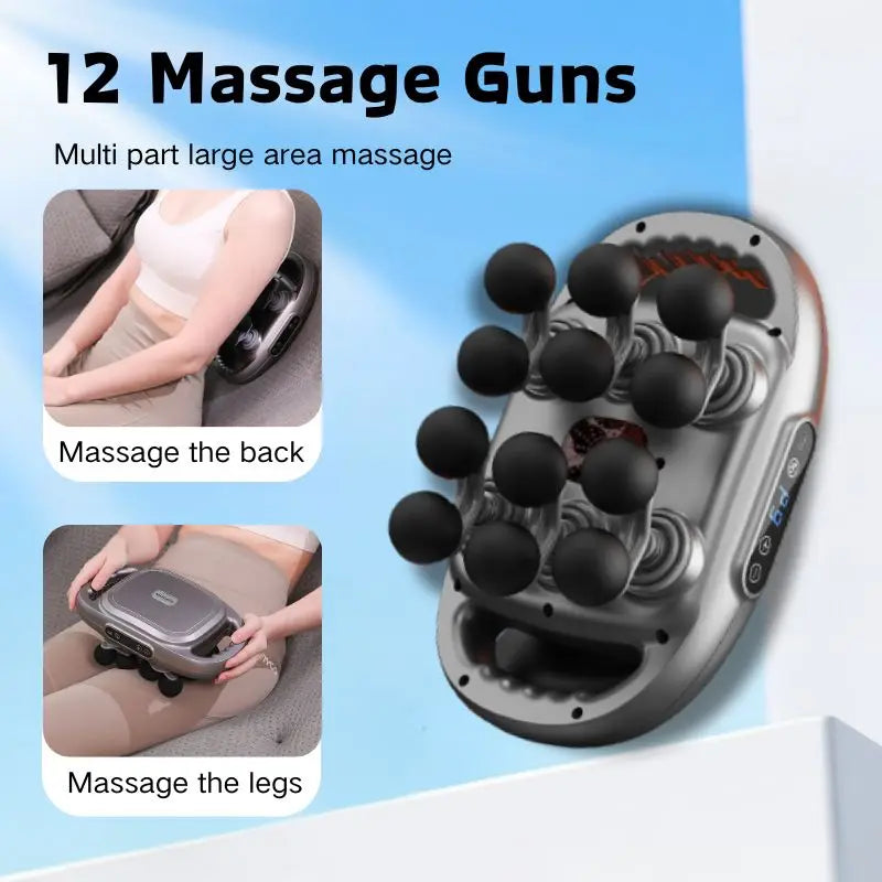Silent 12-Head Deep Tissue Massage Gun For Full Body