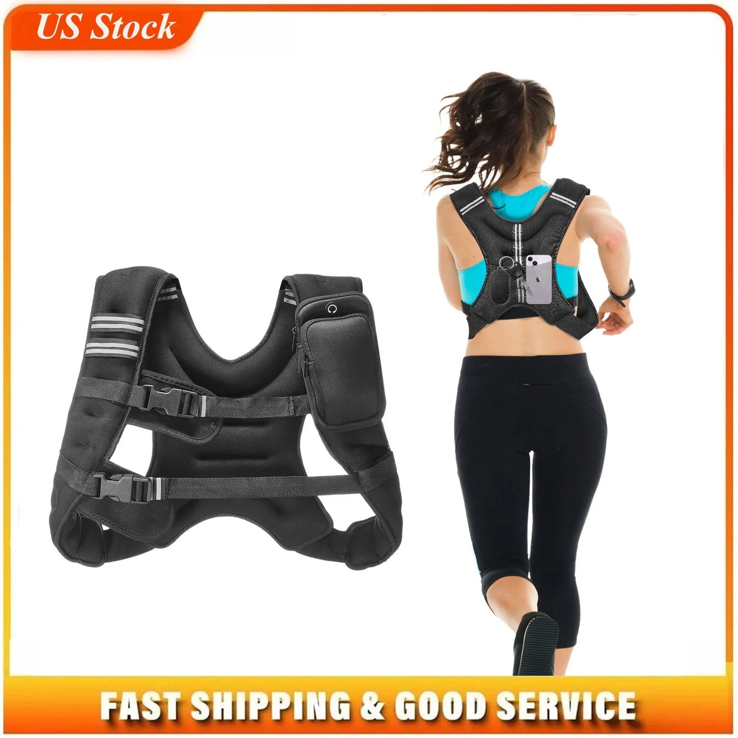 Weighted Vest 12 Lbs Adjustable Buckle For Running Fitness