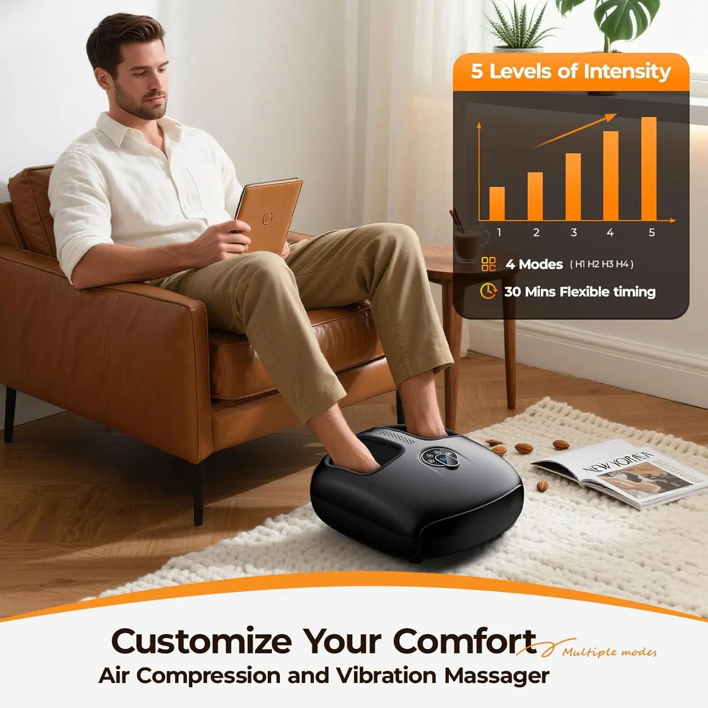 HTMM Shiatsu Foot Massager With Air Compression And Vibration