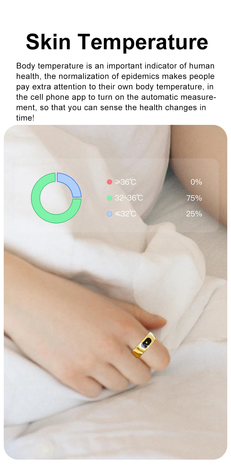 Govllfoz R08 Smart Ring Heart Rate Monitoring With Charging Case