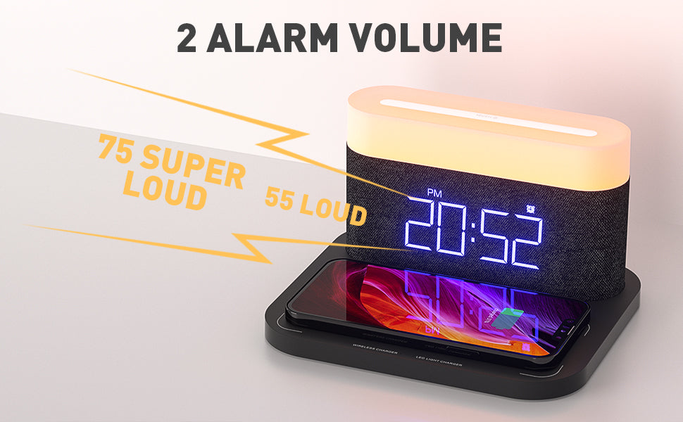 COLSUR S26 15W Wireless Charger Digital Alarm Clock Bedside Lamp