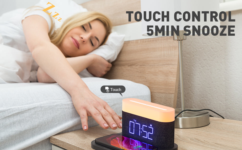 COLSUR S26 Fast Wireless Charger Alarm Clock Lamp With Brightness